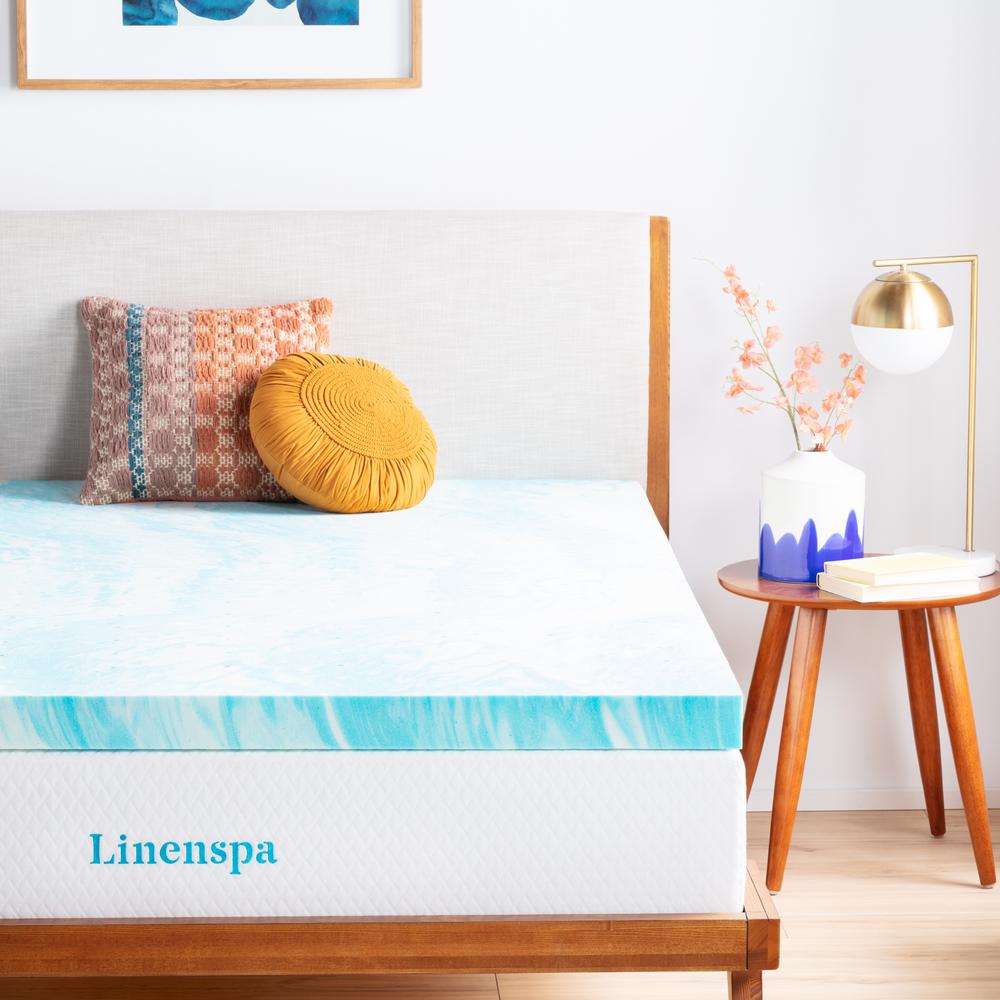 Linenspa 3 in. Queen Gel Swirl Memory Foam TopperHDLS30QQ30SWGT The