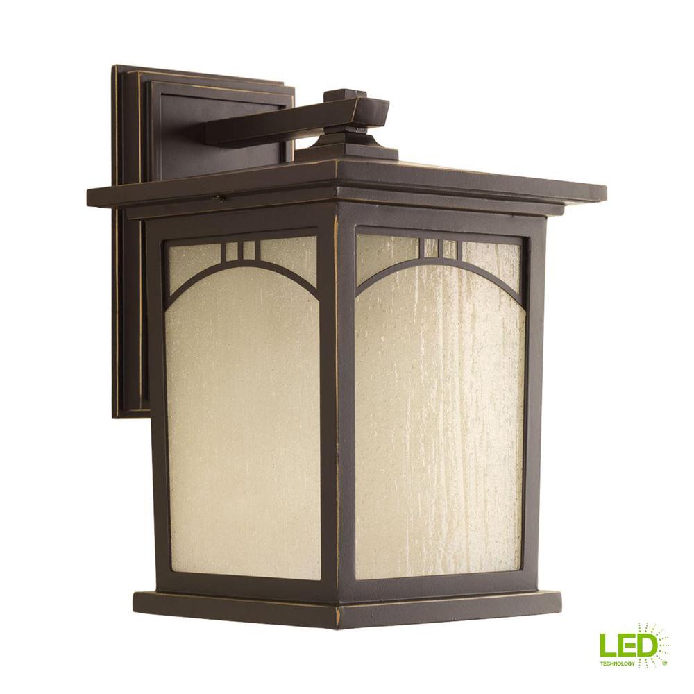 Progress Lighting Bronze Outdoor Wall Mounted Residence Collection 1 Light 12 2 In Outdoor Antique Bronze Led Wall Lantern