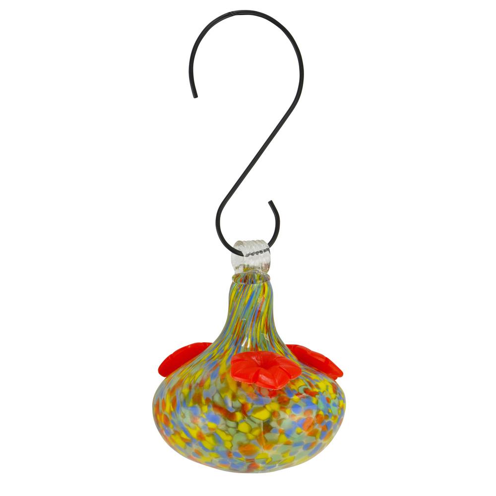 Red Carpet Studios Glass Multi Color Pear Hummingbird Feeder 41086