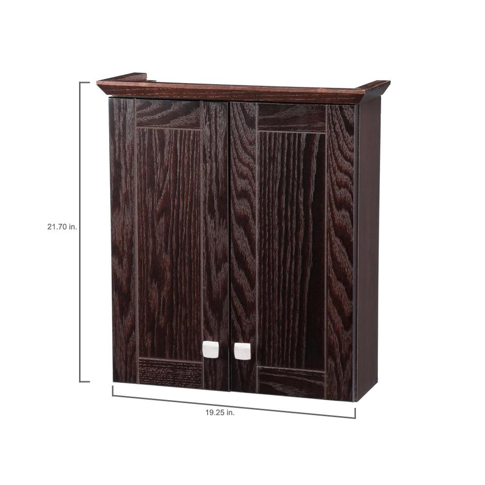 Glacier Bay Renditions 19 1 4 In W X 21 7 10 In H X 7 In D Bathroom Storage Wall Cabinet In Java Oak Tte Jvo The Home Depot