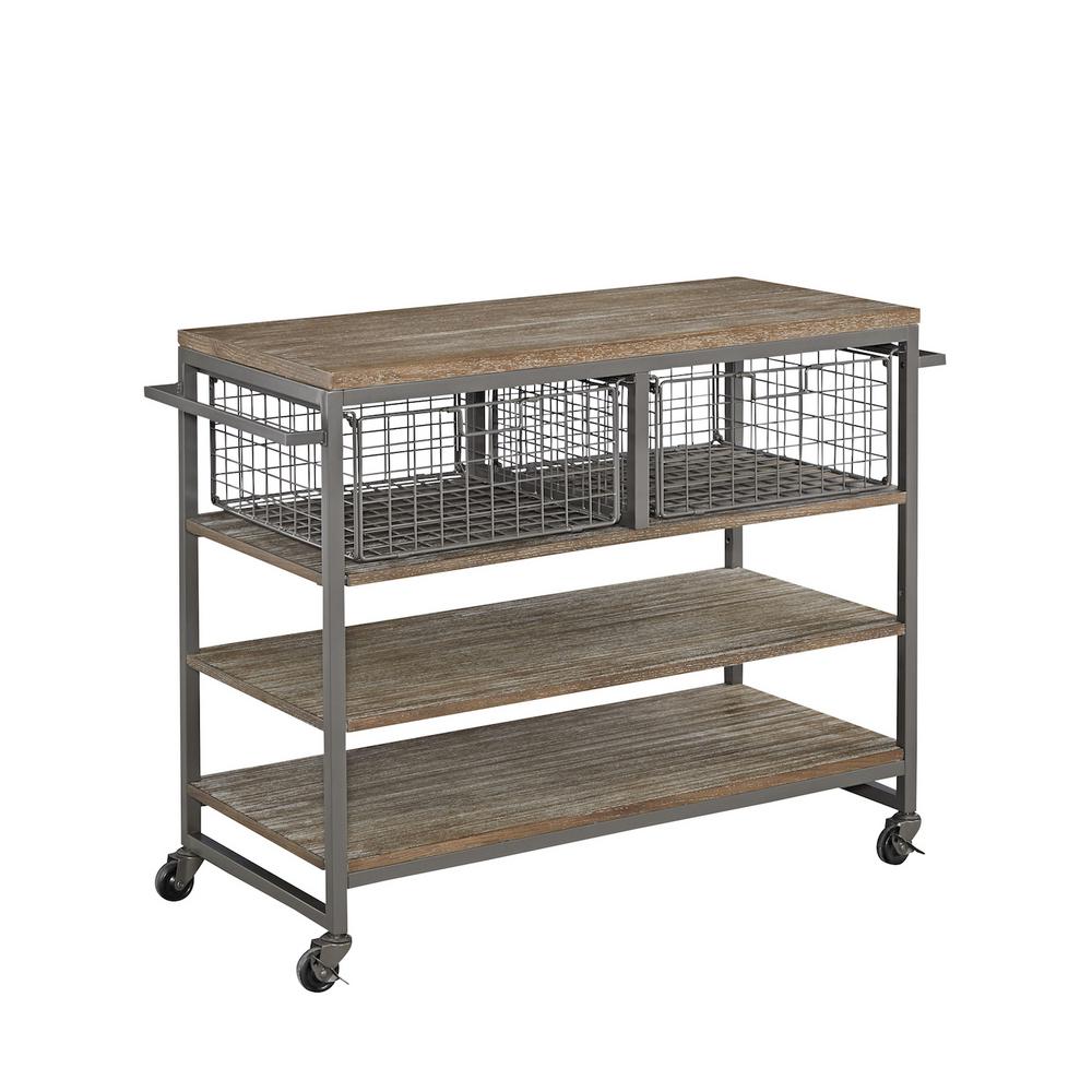 Home Styles Barnside Metro Gray Kitchen Cart 5053 95 The Depot