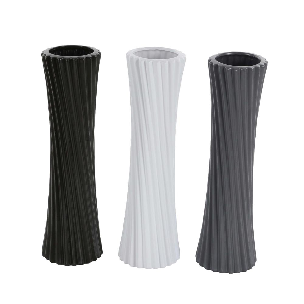 Litton Lane 18 In Semi Hourgl Ceramic Decorative Vases Black Internet 302147147
