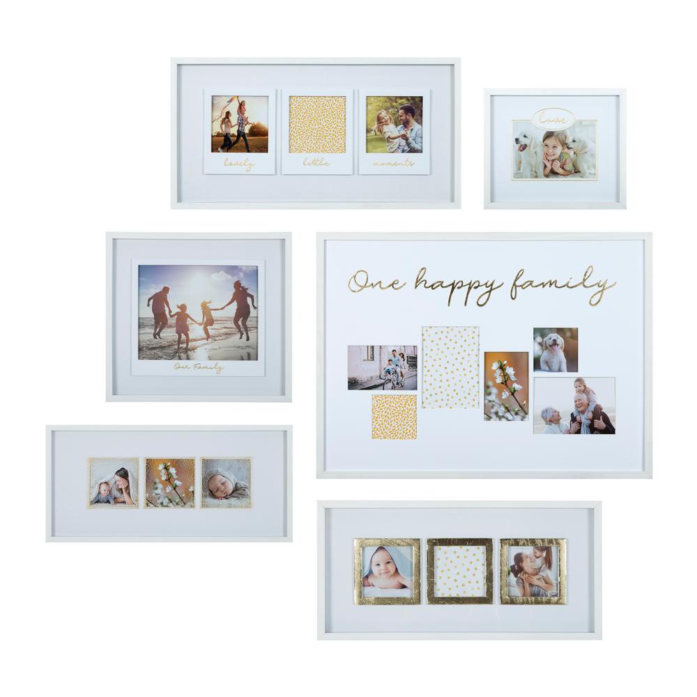 white and gold picture frames