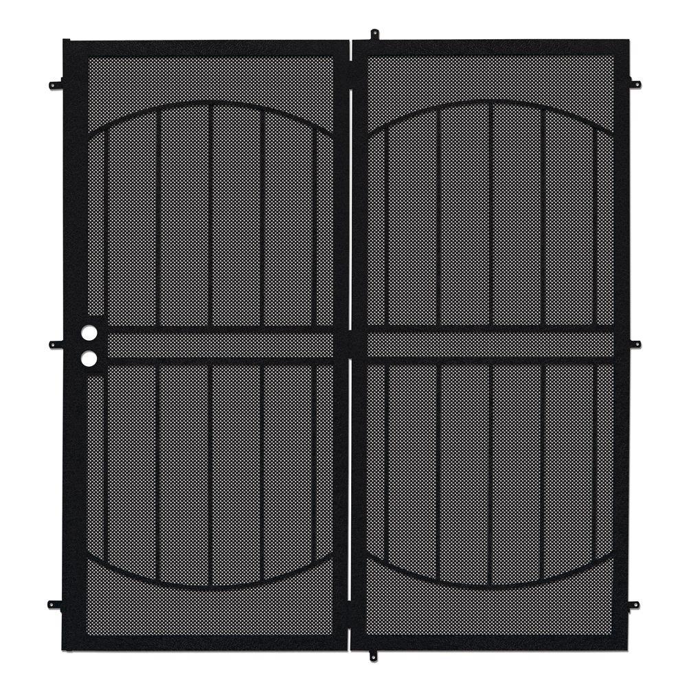 Unique Home Designs 72 in. x 80 in. Arcada Black Projection Mount Outswing Steel Patio Security