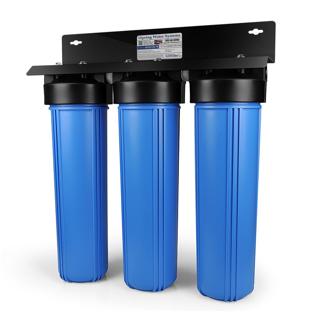 ISPRING 3 Stage 100 000 Gal Big Blue Whole House Water Filter With ISPRING 3 Stage 100 000 Gal Big Blue Whole House Water Filter With