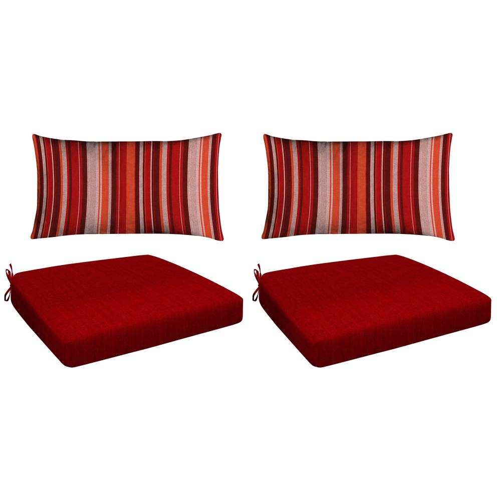 Red 4Piece Outdoor Premium Dining Chair Cushion Set71040001