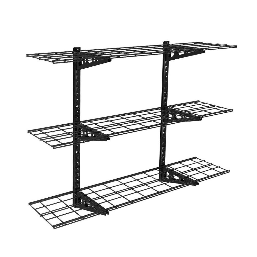 FLEXIMOUNTS WS14B 12 in. x 48 in. Black Adjustable Steel Wall Shelves