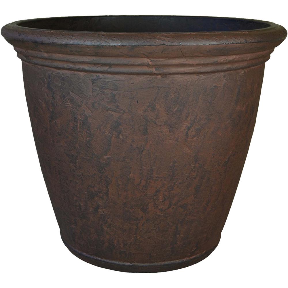 Sunnydaze Decor 24 in. Rust Anjelica Resin Outdoor Flower Pot Planter