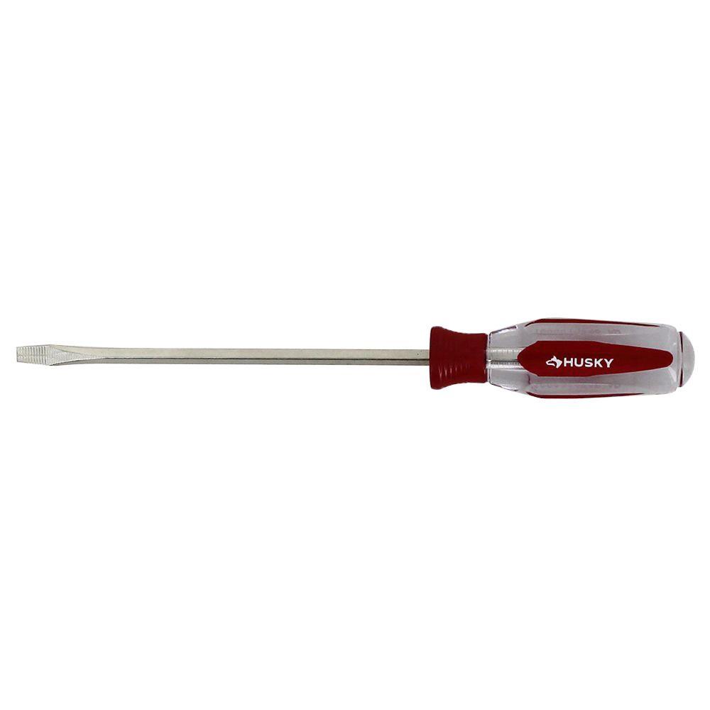 Husky 1/8 in. x 4 in. Slotted Square Shaft Screwdriver with Butyrate