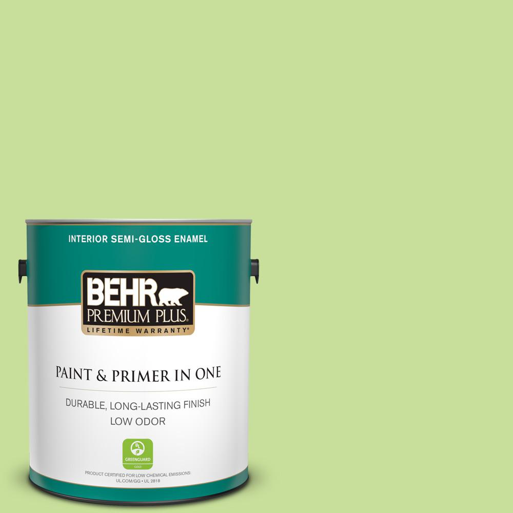 Behr Premium Plus 1 Gal 420a 3 Key Lime Semi Gloss Enamel Low Odor 420a 3 Key Lime Semi Gloss Enamel Low Odor Interior Paint And Primer In One