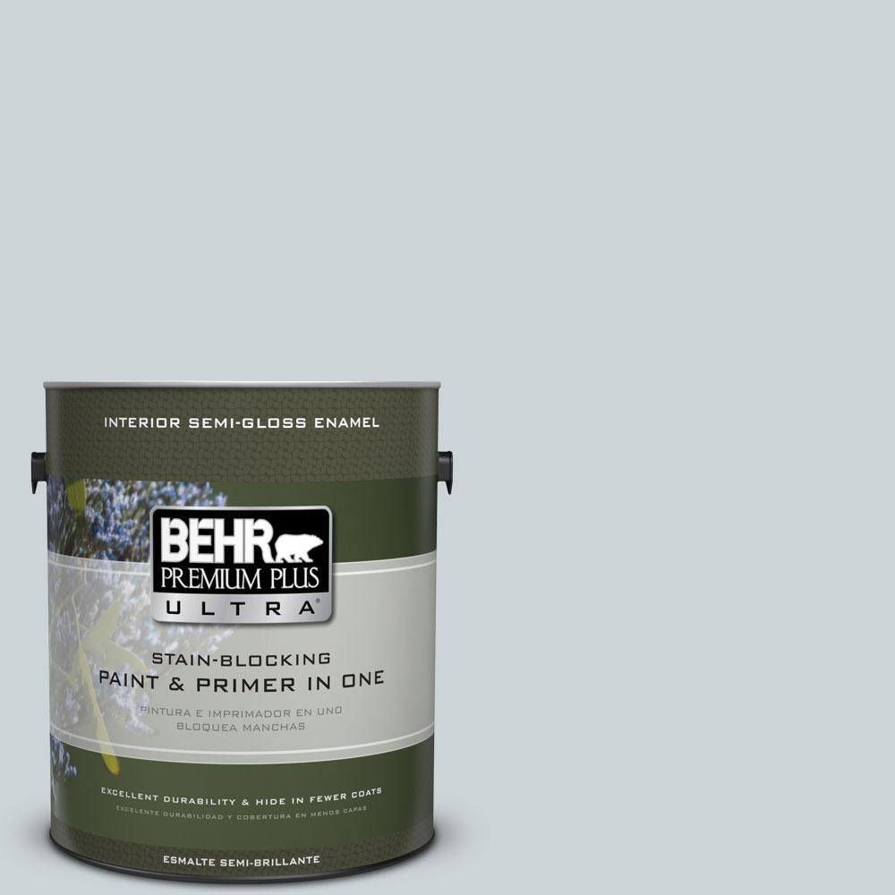 BEHR Premium Plus Ultra 1-gal. #N470-1 Ash Blue Semi-Gloss Enamel ...