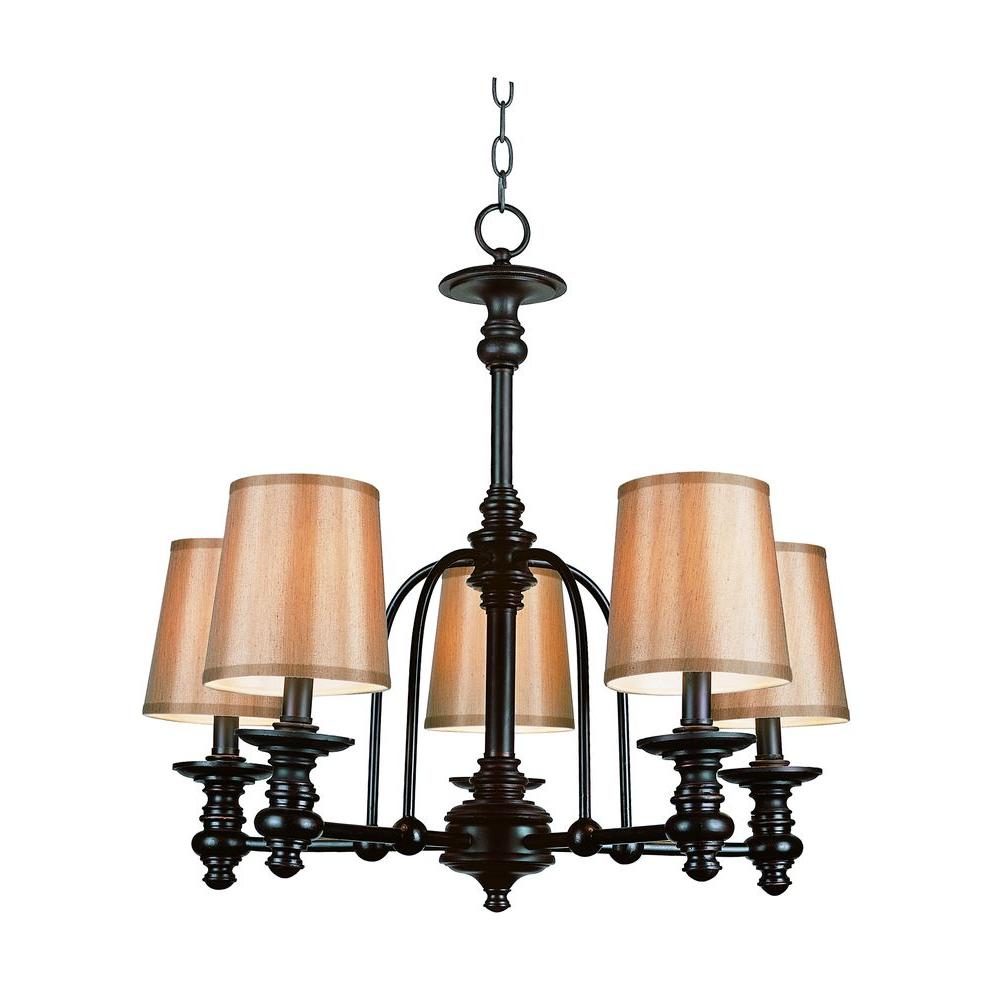 Bel Air Lighting Stewart 5 Light Rubbed Oil Bronze Chandelier With Bel Air Lighting Stewart 5 Light Rubbed Oil Bronze Chandelier With Fabric Shades