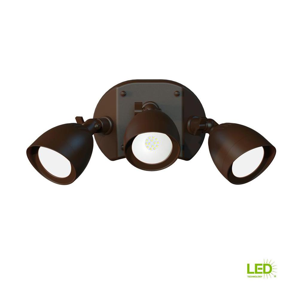 Dusk To Dawn Hardwired Defiant Outdoor Flood Spot Lights 3 Light Integrated Led Outdoor Bronze Dusk To Dawn Security