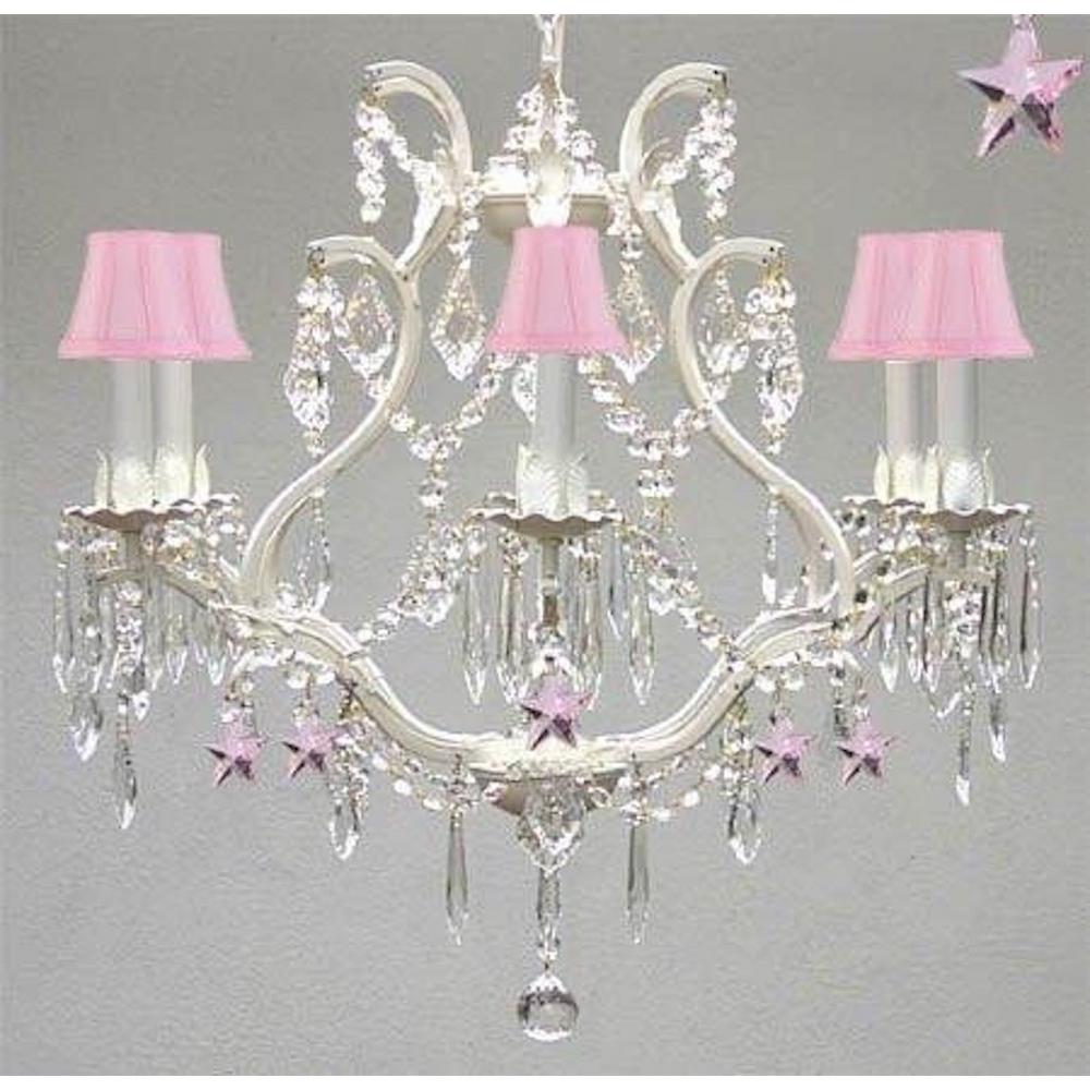 Harrison Lane Versailles 6 Light White Chandelier With Crystals