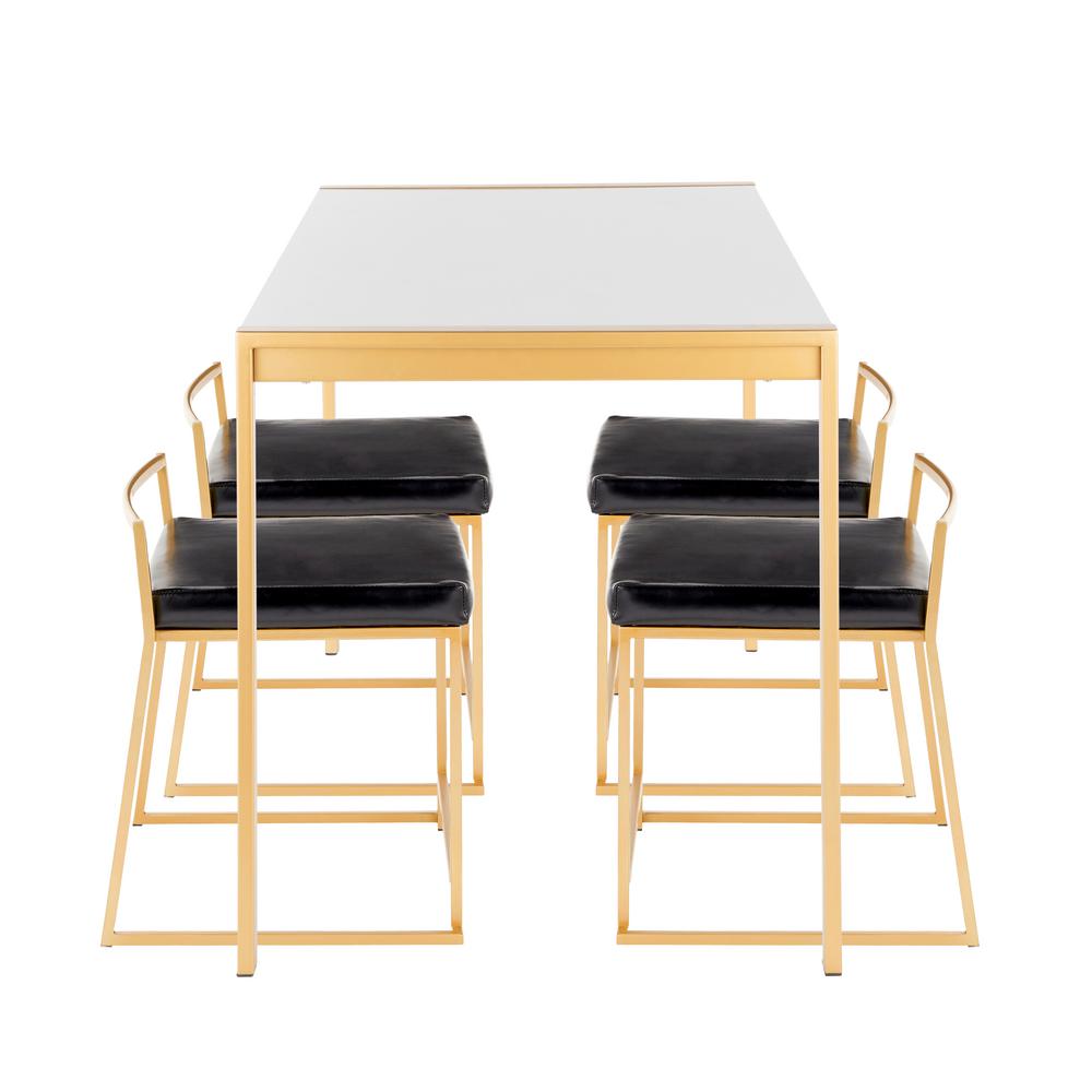 Lumisource Fuji 5 Piece Gold Dining Set With White Marble Lumisource Fuji 5 Piece Gold Dining Set With White Marble
