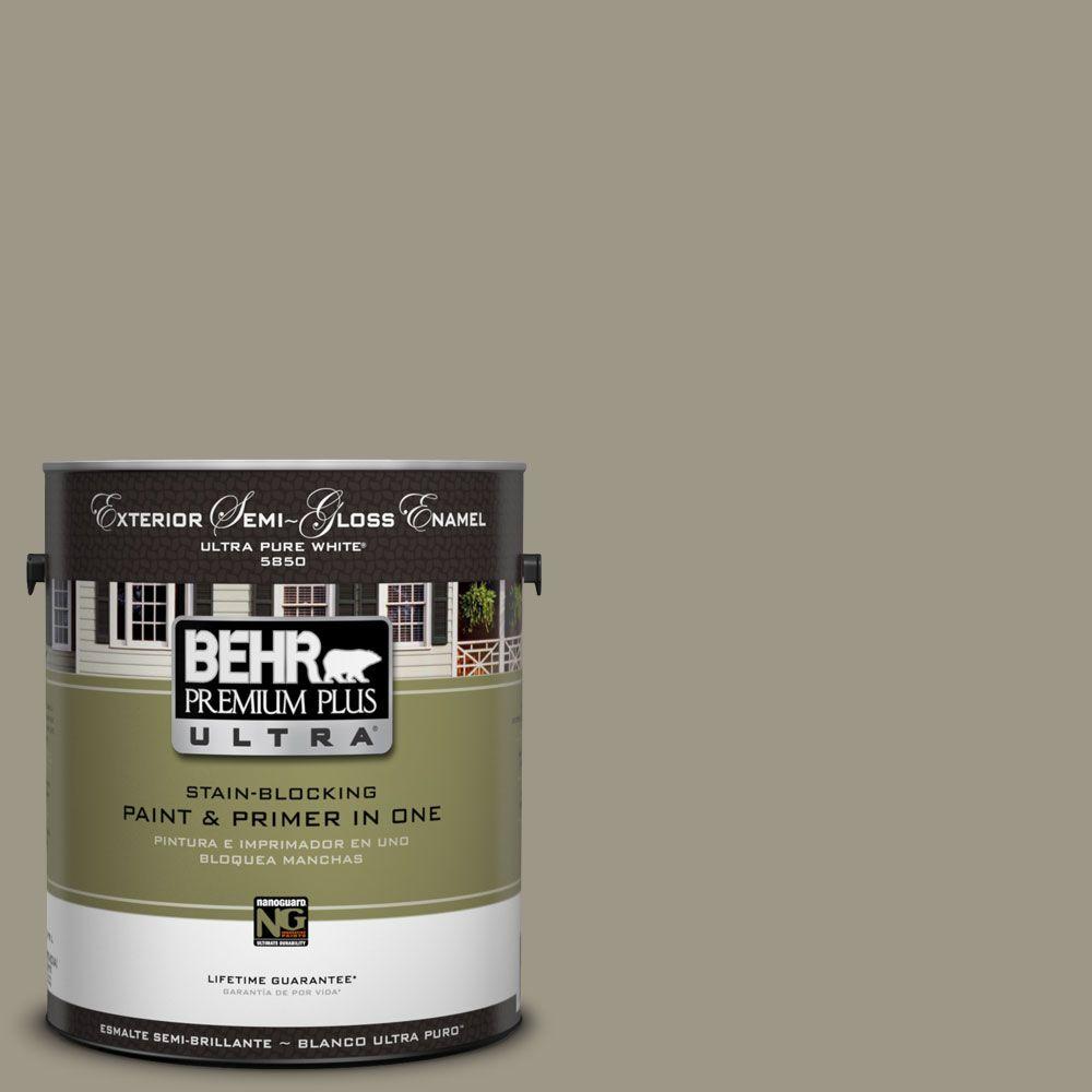 Behr Premium Plus Ultra 1 Gal Ul190 5 Dusty Olive Semi Gloss Enamel