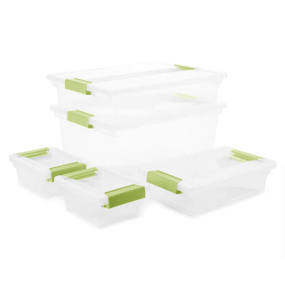 Sterilite 35 Qt Clip Box Set Assorted Plastic Stackable Storage