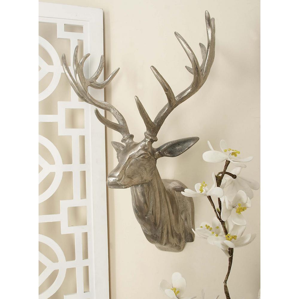 23 in. x 17 in. Aluminium Deer Head Wall Decor in Polished finish27526