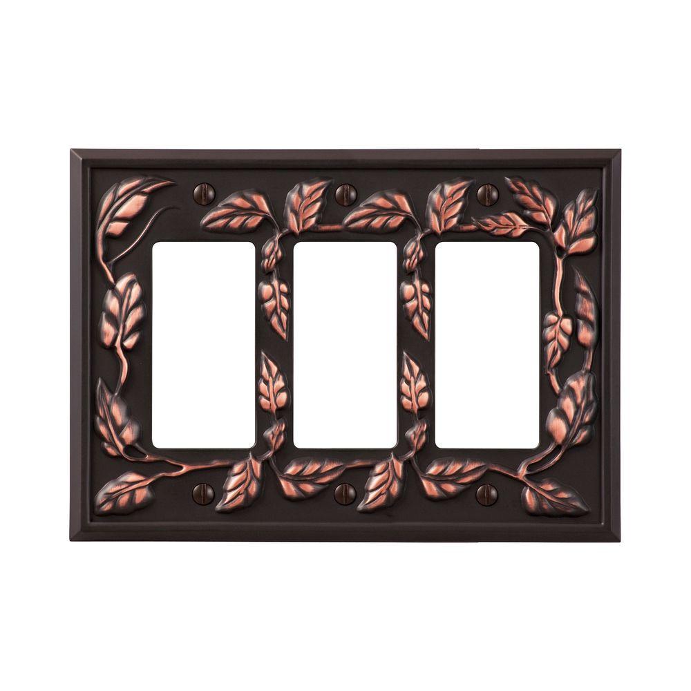 Amerelle Leaf 3 Decora Wall Plate Aged Bronze85RRRVB The Home Depot