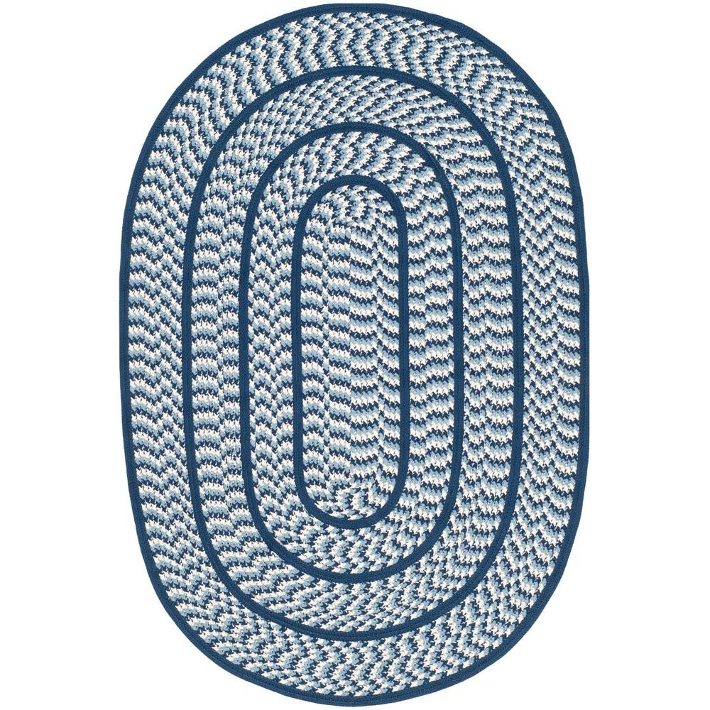Safavieh Braided Ivory/Navy 4 ft. x 6 ft. Oval Area RugBRD401D4OV