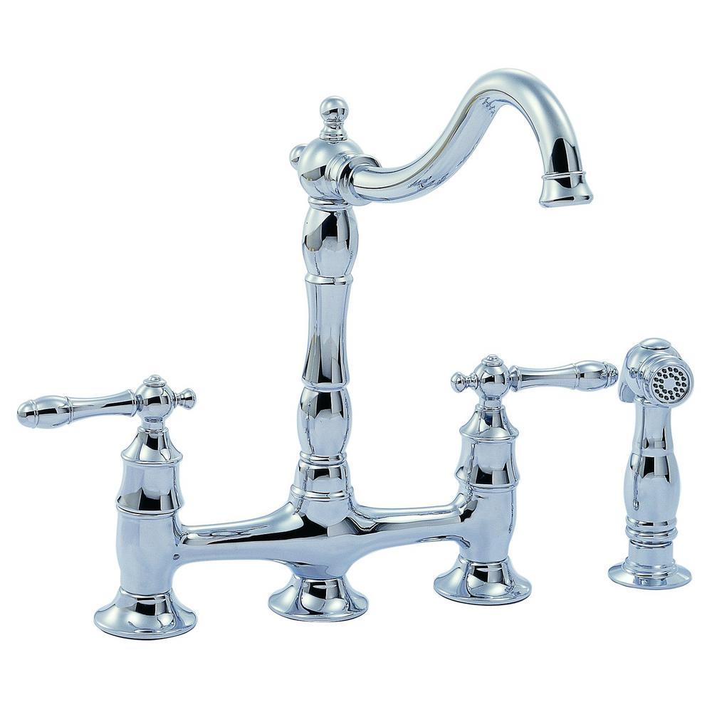 Glacier Bay Lyndhurst 2 Handle Bridge Kitchen Faucet Side Sprayer In   Chrome Glacier Bay Bridge Faucets 852n 05501 64 1000 