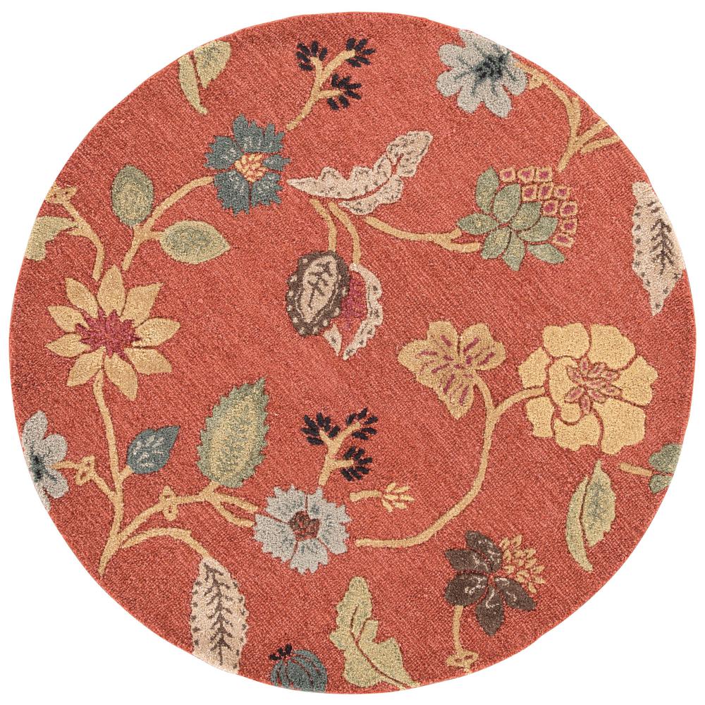 Jaipur Rugs Copper Brown 6 ft. x 6 ft. Floral Round Area RugRUG100375