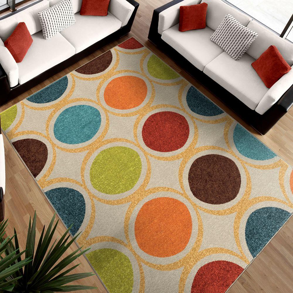 Orian Rugs Color Circles Ivory 5 Ft X 8 Indoor Area Rug
