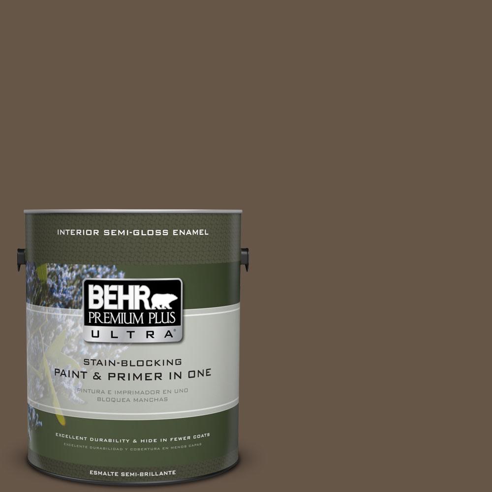 BEHR Premium Plus Ultra 1gal. N2207 Cavalry Brown SemiGloss Enamel