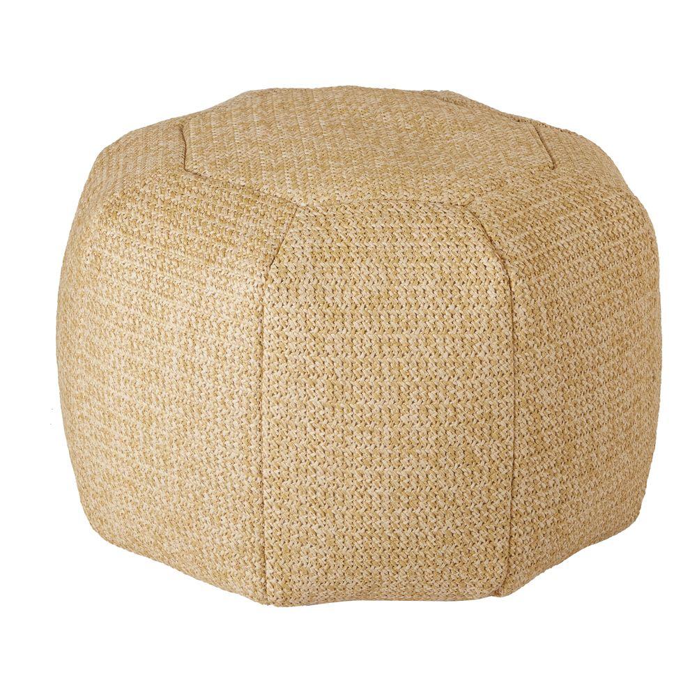 Plantation Patterns Deluxe Natural ComfortKnit Round Outdoor Pouf7585