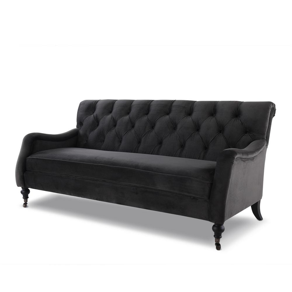 Charcoal Gray Tufted Sofa Baci Living Room