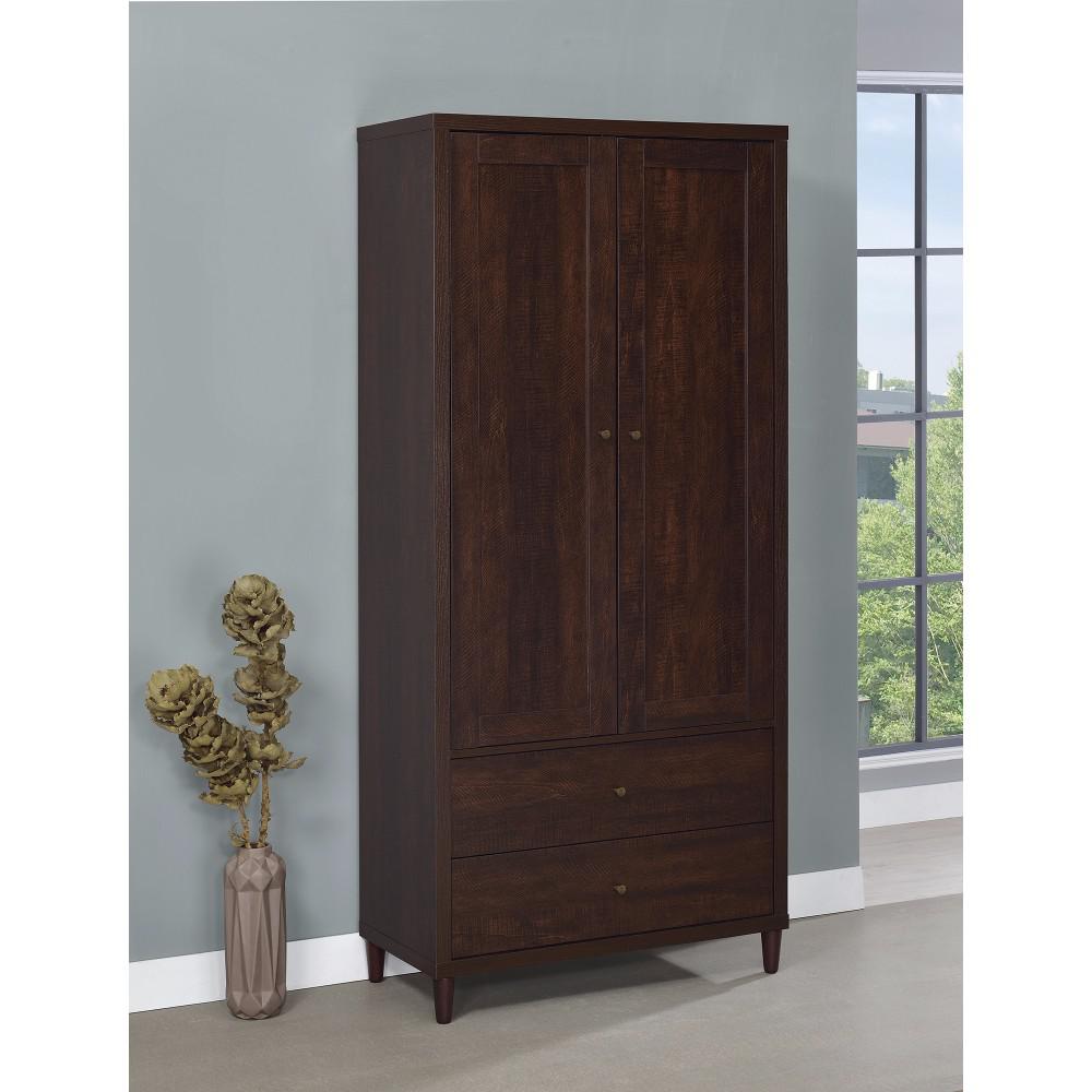 Benjara Brown Tall Wooden Accent Cabiwith Doors BM160247   The 