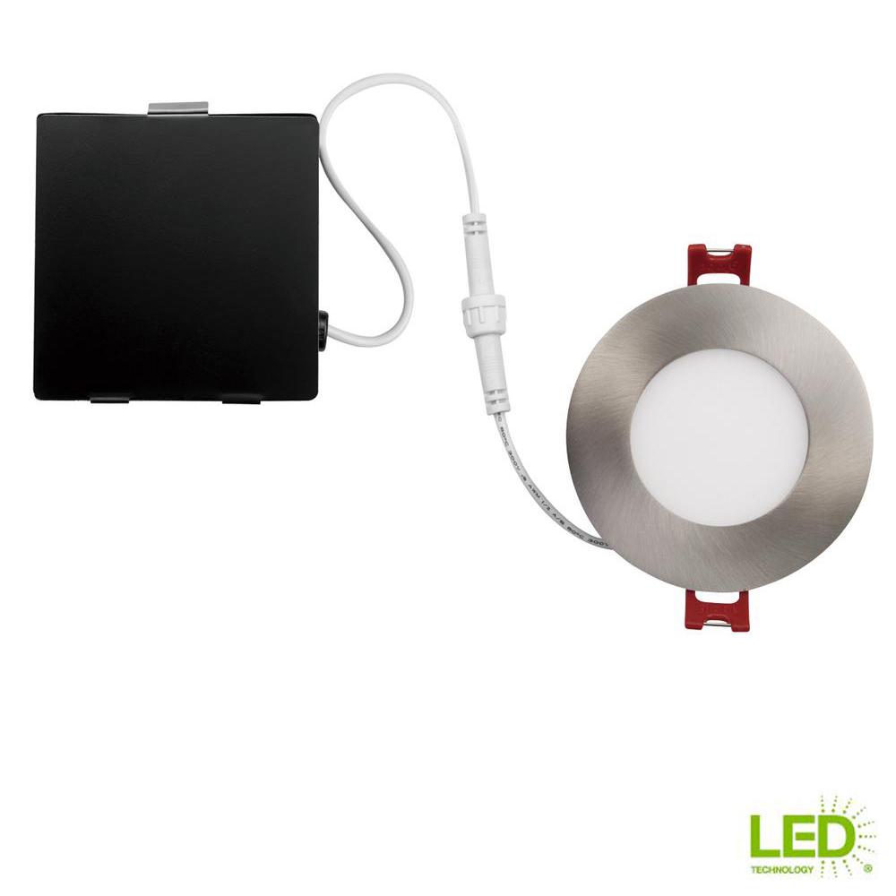 Commercial Electric Designer Ultra Slim 3 in. Nickel Integrated LED