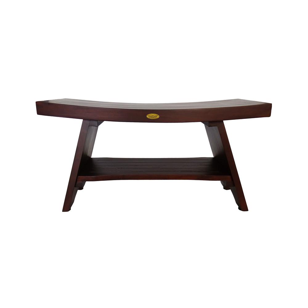 Oasis Serenity 35 in. Eastern Style Teak Shower Bench with ShelfDT103
