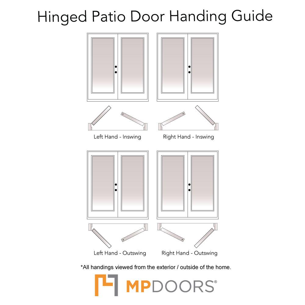 Mp Doors 60 In X 80 In Fiberglass Smooth White Right Hand Outswing Hinged 3 4 Lite Patio Door With 4 Lite Gbg