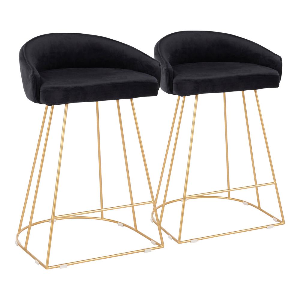 Lumisource Canary 26 In Black Velvet And Gold Metal Upholstered Black Velvet And Gold Metal Upholstered Counter Stool Set Of 2 B26 Cnryup Aubk2 The Home Depot