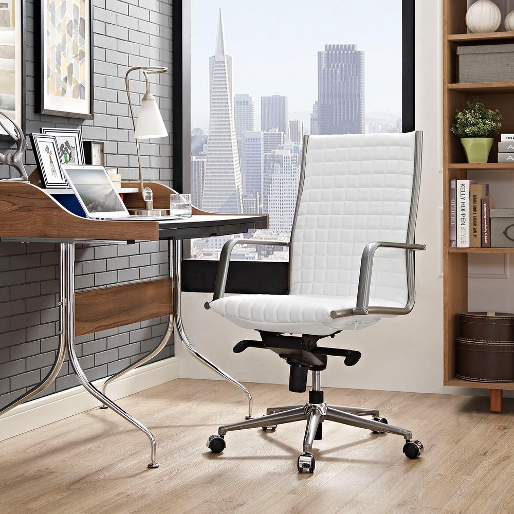 Modway Lattice White Vinyl Office Chair Eei 1247 Whi The Home Depot