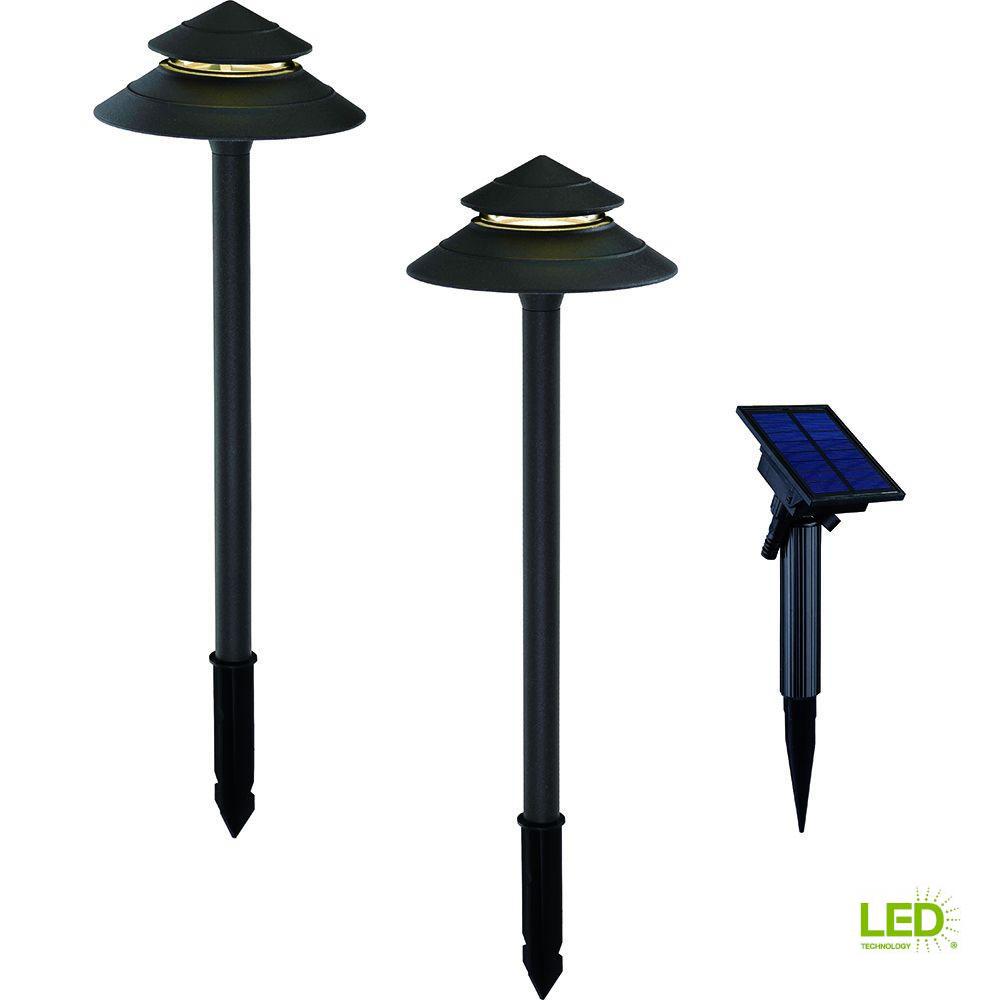 Hampton Bay Solar Black Outdoor Integrated Led 2 Tier Landscape Path Hampton Bay Solar Black Outdoor Integrated Led 2 Tier Landscape Path Light With Remote Panel
