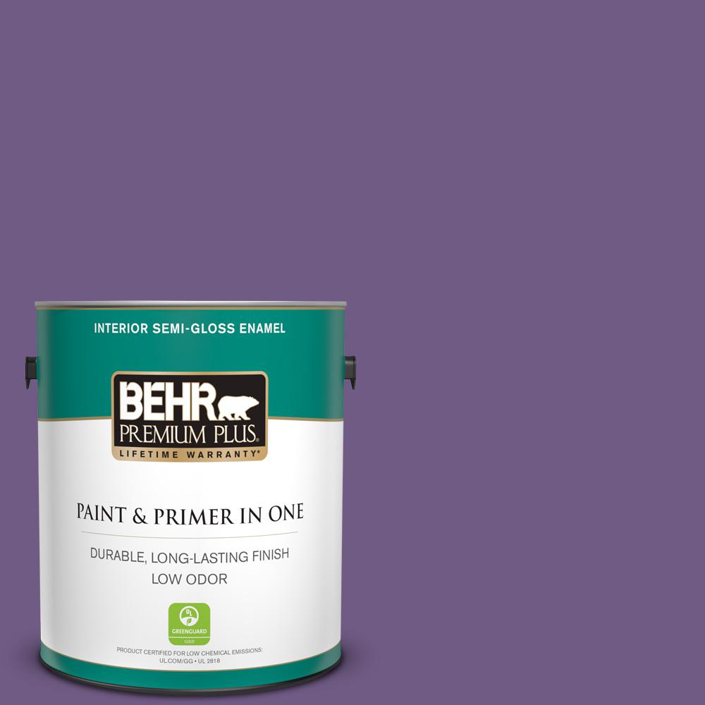BEHR PREMIUM PLUS 1 gal. 650B7 Mystical Purple SemiGloss Enamel Low
