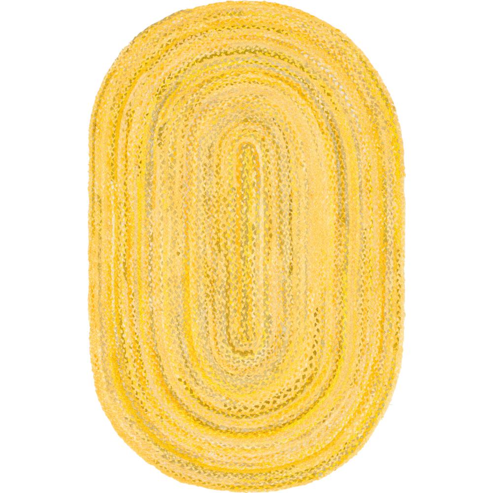 Unique Loom Braided Chindi Yellow 5 ft. x 8 ft. Oval Area Rug3142708