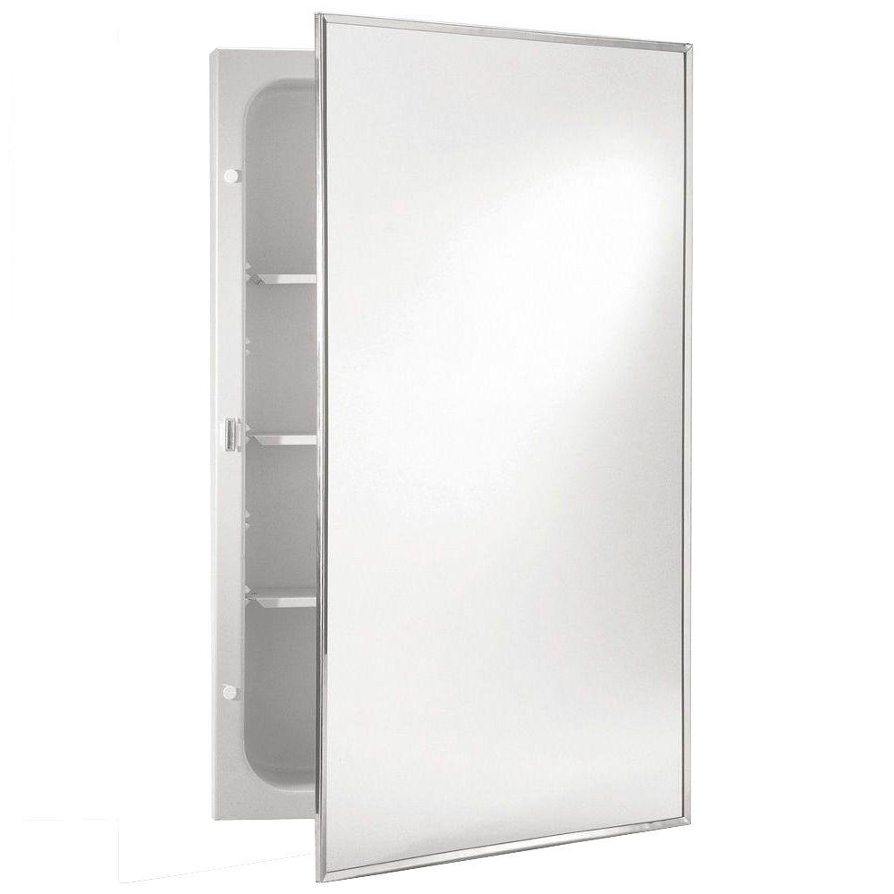 Jensen Styleline 16 In W X 20 In H X 3 75 In D Recessed Medicine Cabinet In Stainless Steel 401adjx The Home Depot