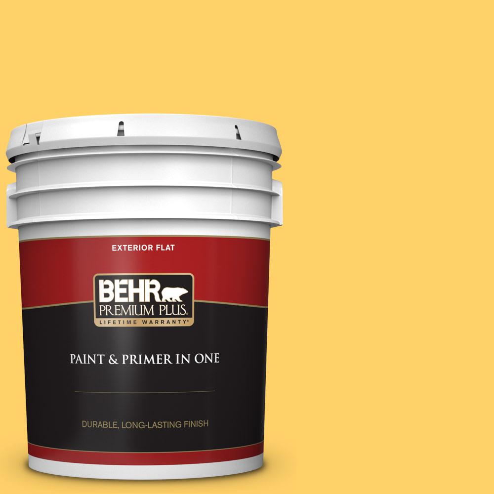 BEHR PREMIUM PLUS 5 gal. P2905 Squash Blossom Flat Exterior Paint and