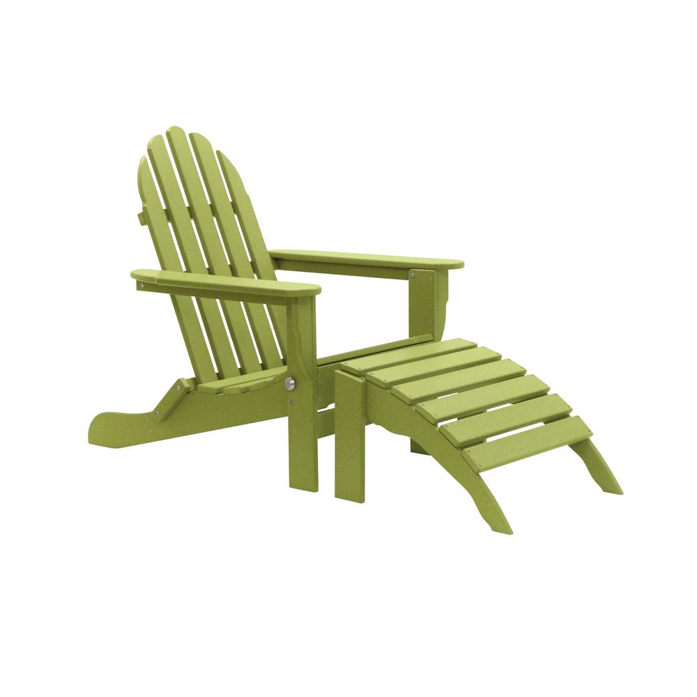 Durogreen Icon Lime 2 Piece Folding Recycled Plastic Adirondack Chair Tac8020aoli The Home Depot