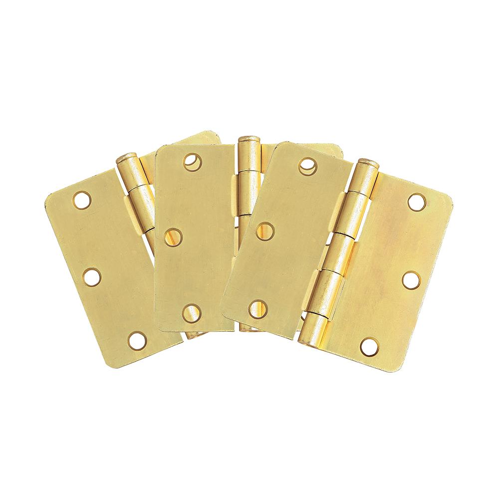 Design House 3-1/2 In. X 1/4 In. Radius Satin Brass Door Hinge Value ...