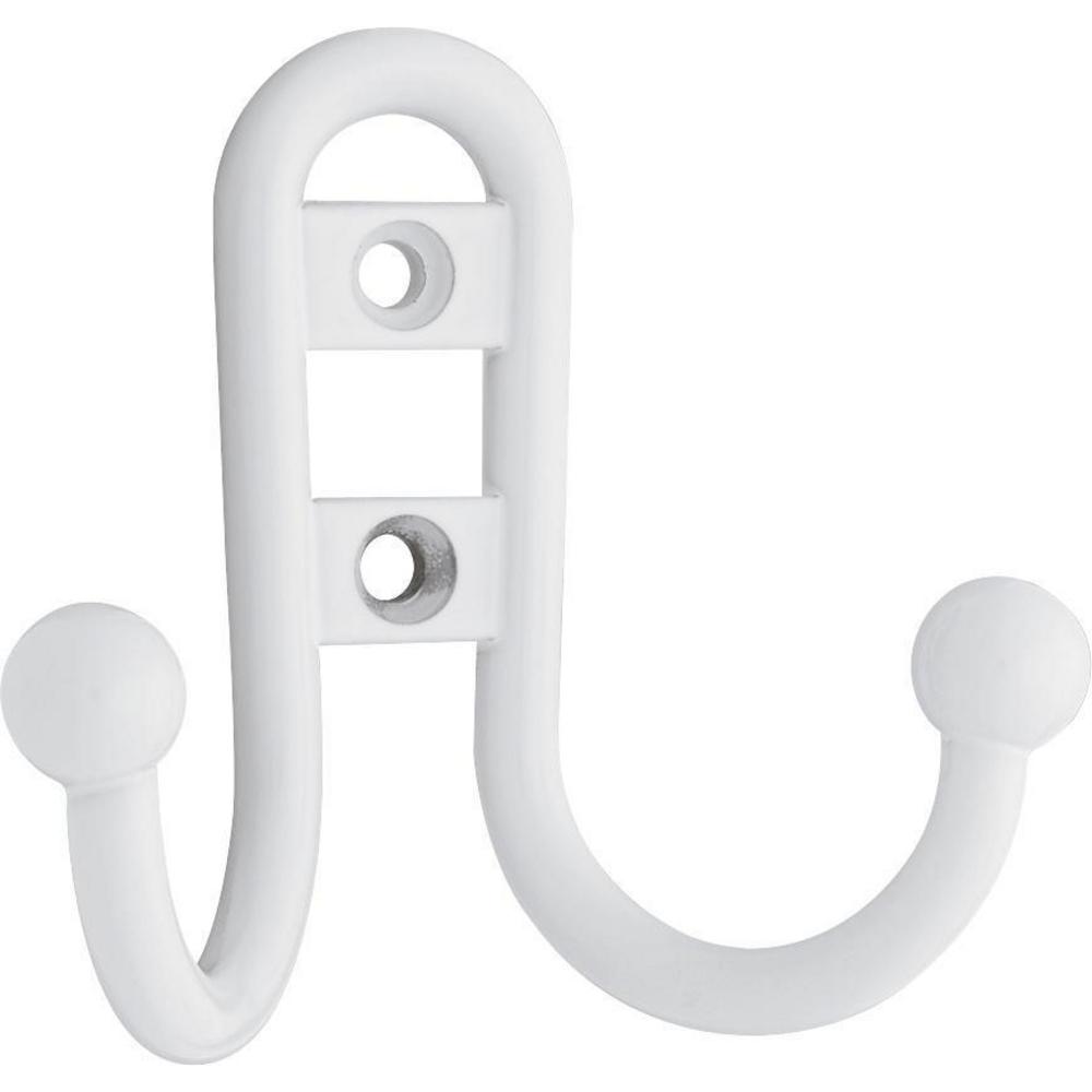Liberty 2 7 10 In White Ball End Double Wall Hook B46115z W C The Home Depot