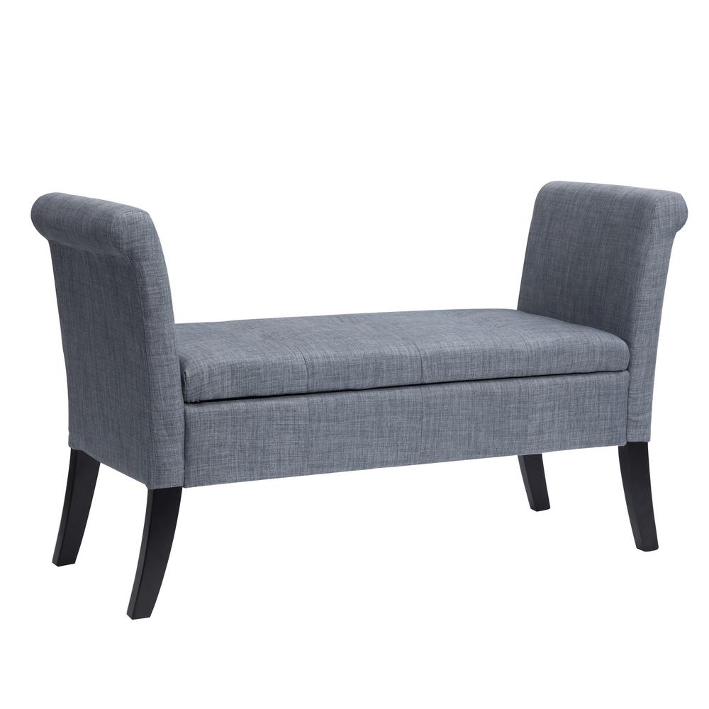 Simpli Home Castlerock Slate Grey Storage Bench3AXCOT243GL The