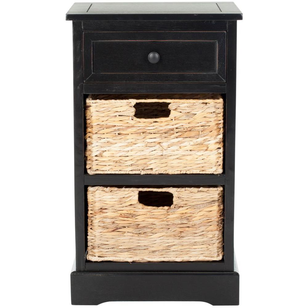 Safavieh Carrie Distressed Black Storage Side Table Amh5700b