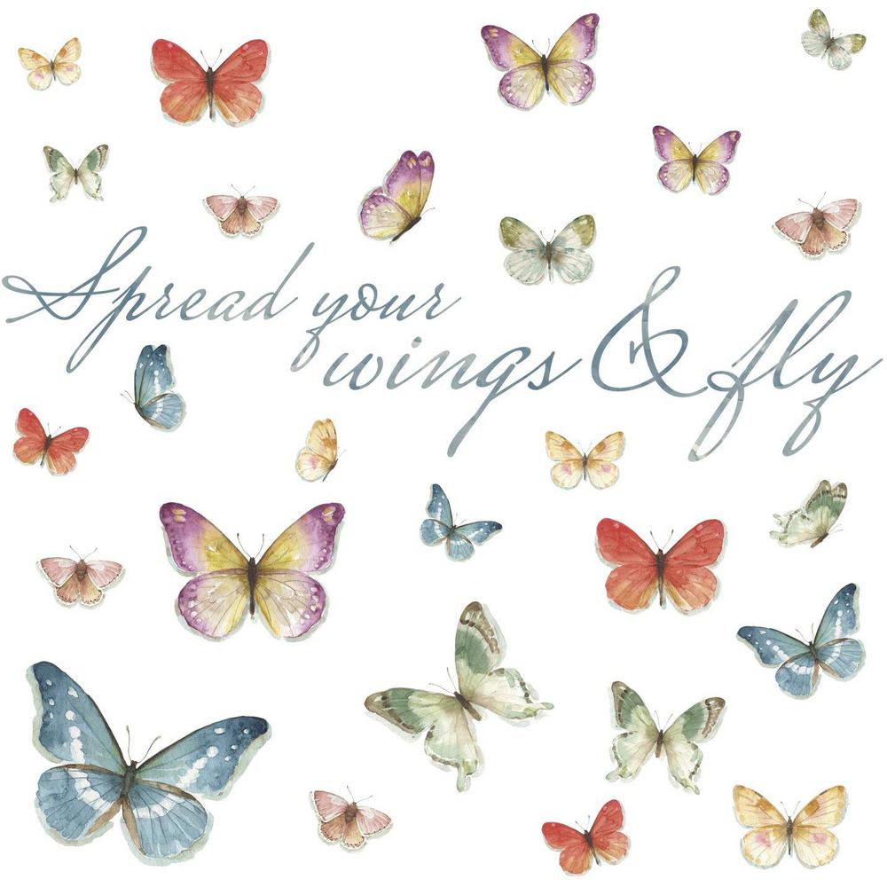 5 In X 115 In Lisa Audit Butterfly Quote 28 Piece Peel And Stick Wall Decals