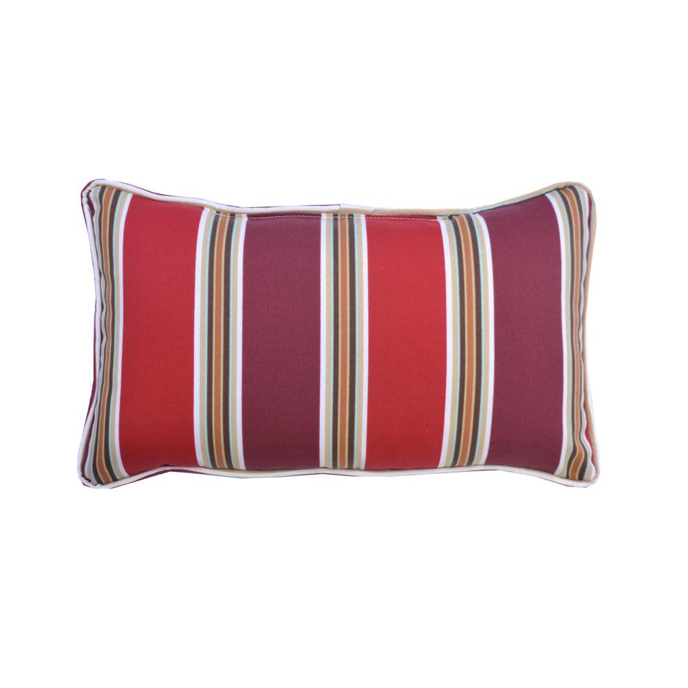 Hampton Bay Chili Stripe Lumbar Outdoor Throw Pillow (2Pack)7907