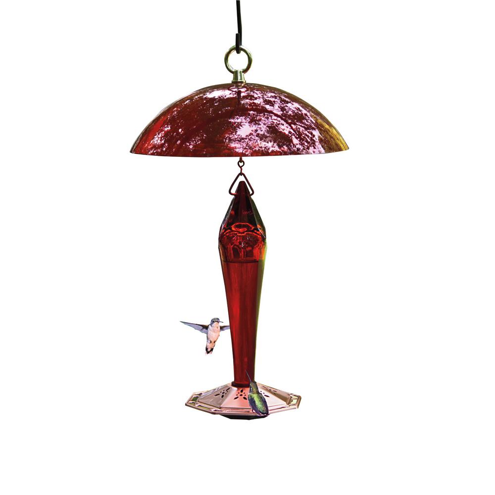 AUDOBON 11.50 In. Tall Red Facets Glass Hummingbird Feeder4478 The