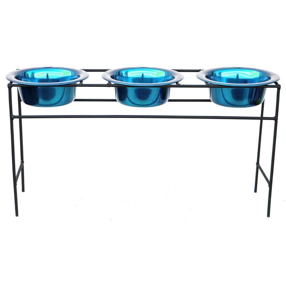 Platinum Pets Platinum Pets 3.5 Cup Triple Modern Diner Feeder with Dog